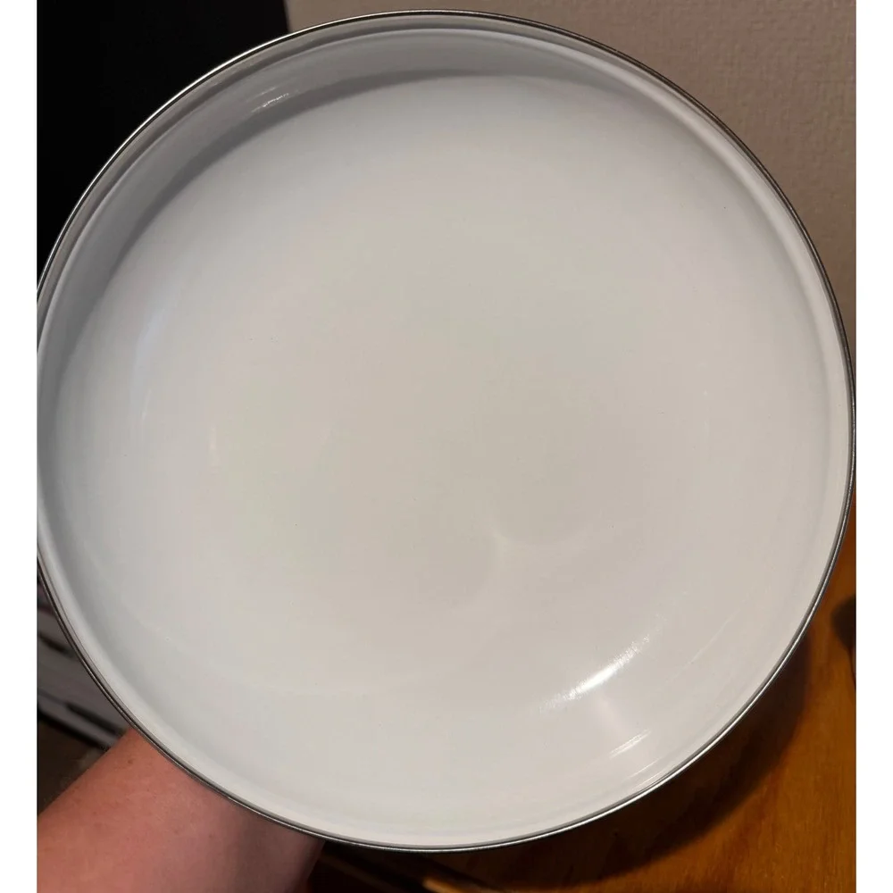 Crofton White Enamel on Steel Stock Pot with Lid Induction Safe Farmhouse Style